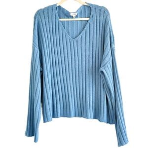 🌼 ANNIEWEAR Elegant Sky Blue V-Neck Sweater
